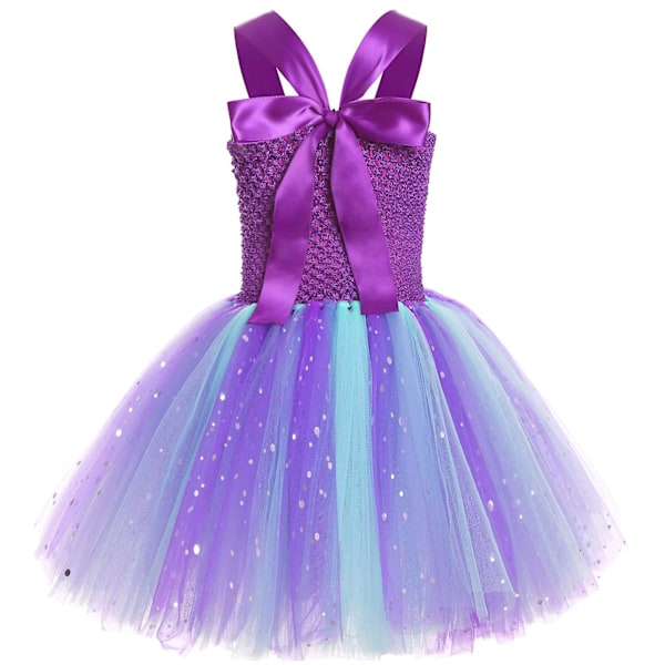 Prinsessan Tutu Flickor Led Ljus Upp Sjöjungfru Prinsessa Klänning Födelsedag Outfit För Halloween Kostym（XL(7-8Y) Lila）