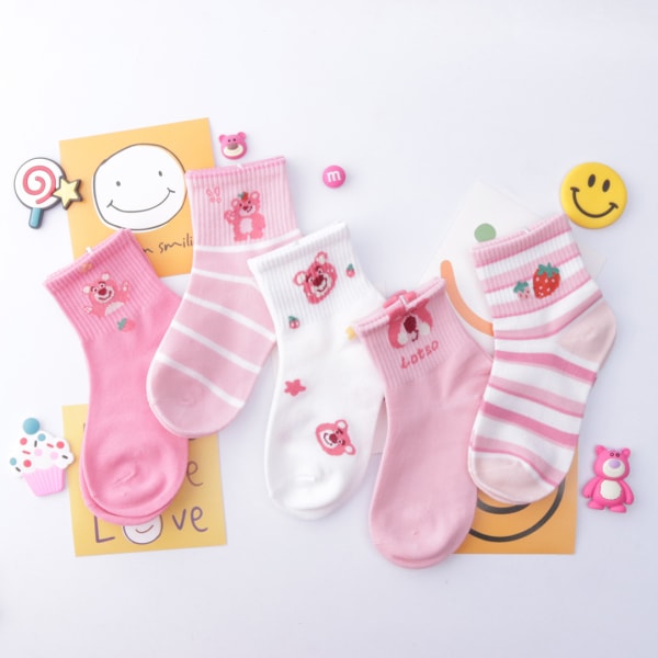 10 par barnsockar, Strawberry Bear, strumpor till mitten av vaden