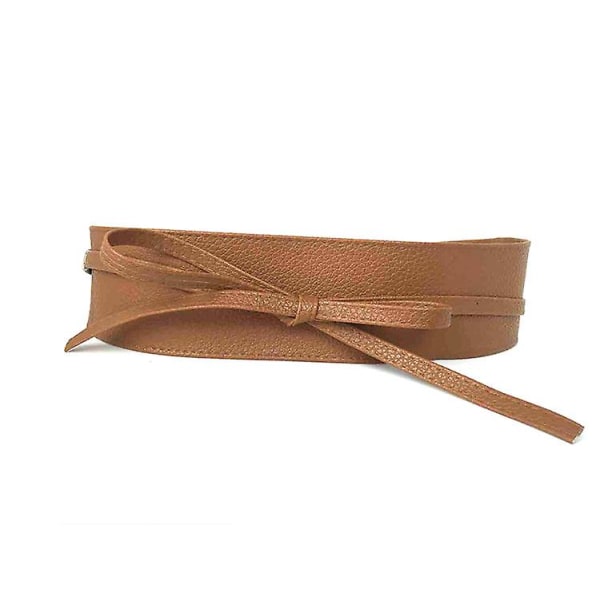 Bredt midjebelte for kvinner Mykt kunstskinnbelte Bredt omslagsbelte for damer midjebelter (brun)