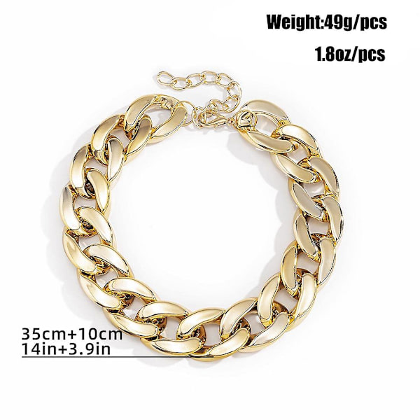 Punk Cuban Link Chain Choker Halskjede Gull Lett Chunky Oval Chain Link Halskjede Statement Hip Hop Smykker