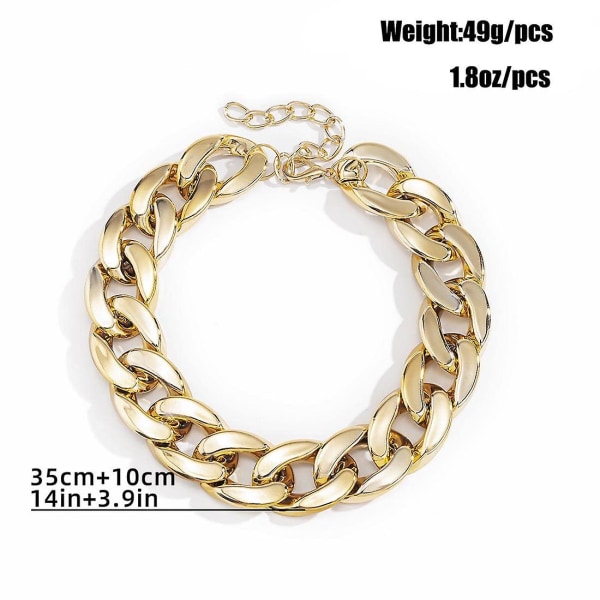 Punk kubansk länk kedja choker halsband guld lätt chunky oval länk kedja halsband statement hip hop smycken