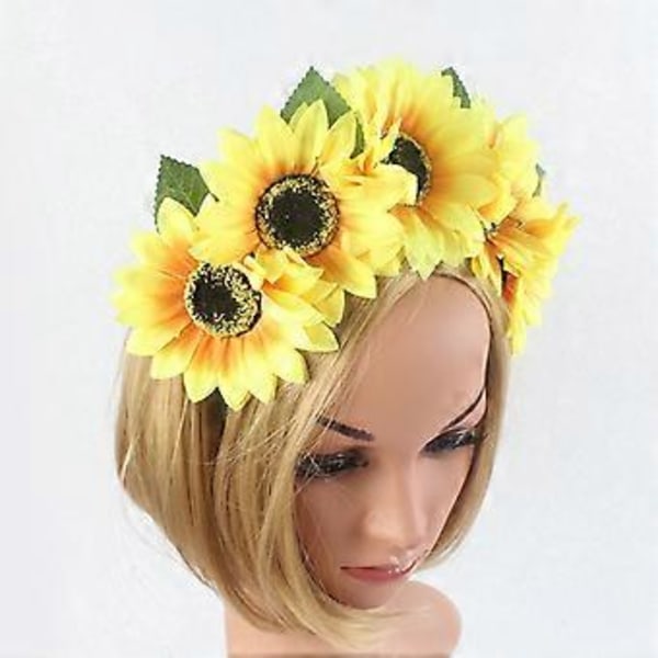 Elegant blomsterformet hårbøjle boheme stil pandebånd til piger trendy modelshows forestillinger karnevalsfest smykker gul
