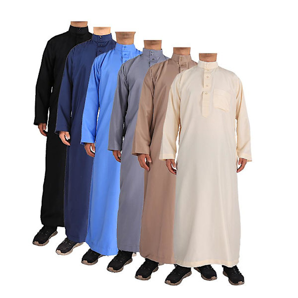 Miesten islamilainen saudi-arabialainen pitkä kaapu Dubai arabialainen tunika yläosa paita Thobe Kaftan vaatteet（54(S)）