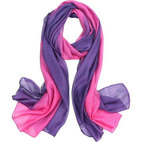 Naisten huivi, puuvilla- ja silkkihuivi, elegantti gradienttiväri, kevyt ja muodikas, kevät- ja talvihuivi, shaalit, vaaleanpunainen ja violetti