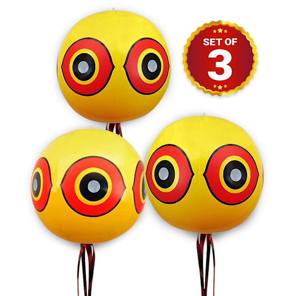 3pcs Repellent Scary Eye Balloons To Keep Away And Control Pigeons, Woodpeckers, Sparrows, Crows, Hawks And More