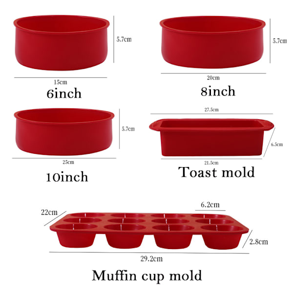 Muffinsform brødform, femdelt bake sett