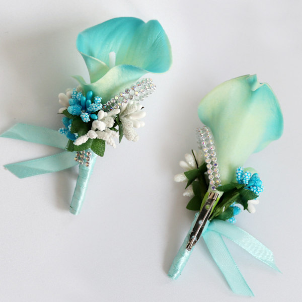 10X6x6cm Brystblomst Bryllupsgave 2 Bryllupsbrystblomster Udsøgte Bryllupsbrudgom Brystblomst Simuleret Buket Blå