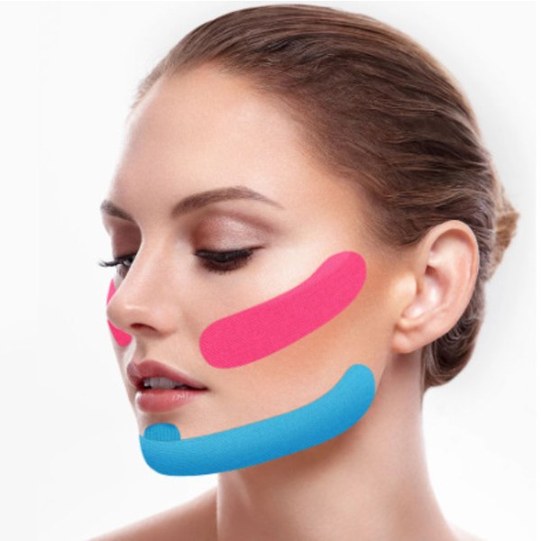 Blå og rosa ansiktsløftingstape Ansiktsløfting Anti-rynkeansiktsplaster Øyeblikkelig usynlig ansiktsløftende lapp Ansiktsløfting Ansiktsløftende lapp 2,5 cm * 5m