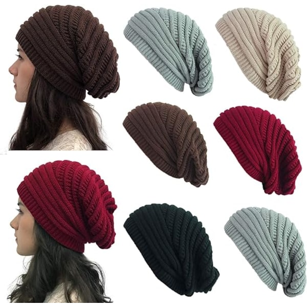 Kaffe Dame Cable Beanie Cap Slouchy Knit Hats Skull Cap