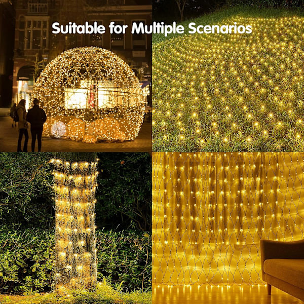 Julelysnett, 192 LED 3m x 2m utendørs julelys, Connecta