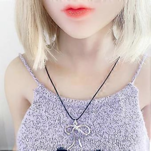 Elegantti perhoskaulakoru, käsintehty rusettiriipus, choker-kaulakoru, metallinen viehätys, solisluuketju koru juhliin ja treffeille style 1