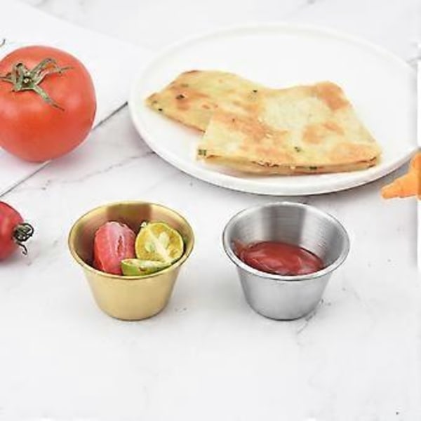 4 Stykker Dips Skåle i Rustfrit Stål Runde Krydderiskåle Sushi Dyppeskåle Underkopper Mini Appetizer Tallerkener