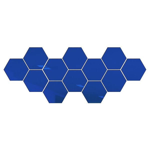 12 st Hexagon Mirror Väggdekaler, Akrylspegel Självhäftande, avtagbara klistermärken för hem, sovrum, vardagsrumsinredning (80X70X40mm blå)