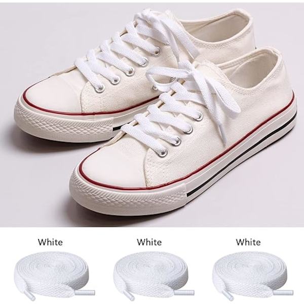 3 par skosnören, 8 mm breda platta skosnören för sneakers, löpning