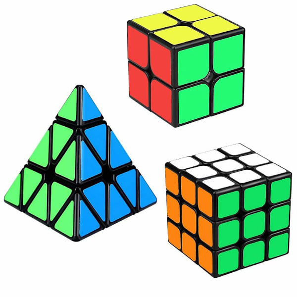 Speed Cube Set, Cube Bundle 2x2 3x3 Pyramid Magic Puzzle Cube Leksak För Barn (3-pack)