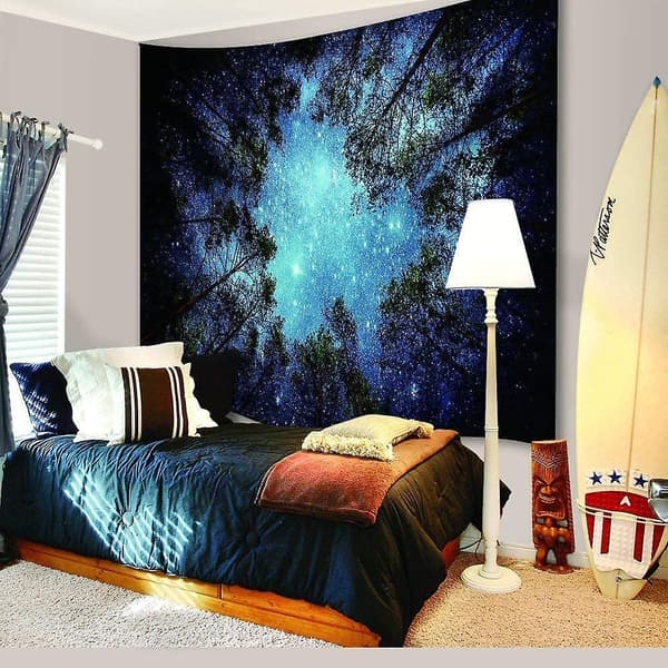 Forest Starry Tapestry Galaxy Tapestry Väggbonad Blå Väggbonad
