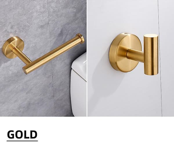 Toiletpapirholder i rustfrit stål til badeværelset, 304, perforeret, til ophængning (guld)