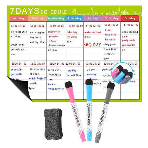 Magnetisk whiteboard-kalender för kylskåp, idealisk för meny, memo, evenemangspåminnelse, månatlig veckovis inköpslista (typ B)