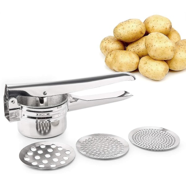 Potato Masher, Potato Press Stainless Steel Stainless Steel, Potato Masher With 3 Intercha