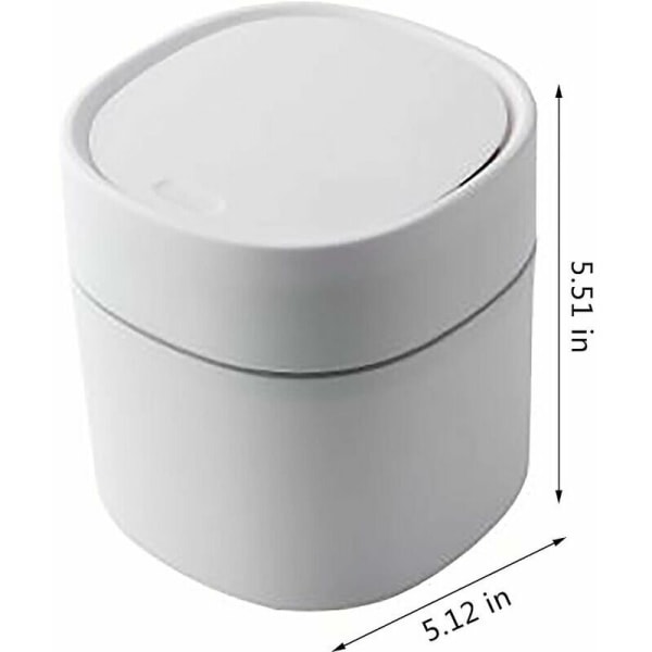 Mini-pöytäroskakori - Pöytäroskakori - Luova muovinen pöytäroskakori painikkeellisella kannella - Pieni koti- ja toimistorostokori toimistoon, kylpyhuoneeseen, keittiöön - 2L