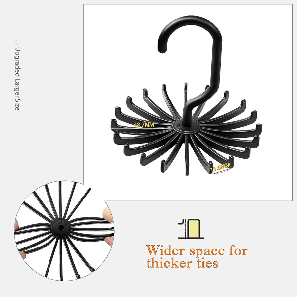 2 stk. Twirl slipskjerfholder, roterende belte- og skjerfhengerholderkrok for skaplagring（hvit）
