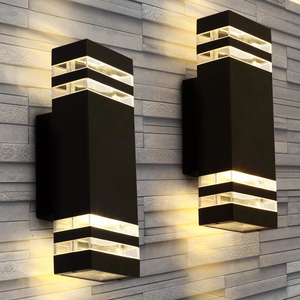 LED-vägglampa vattentät verandalampa, svart modern vattentät m