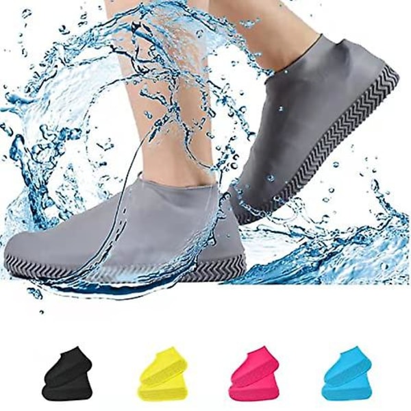 Vattentäta skoöverdrag Halkfria vattentåliga överdragsskor Silikongummi Cover för barn, män, kvinnor（Grå）L