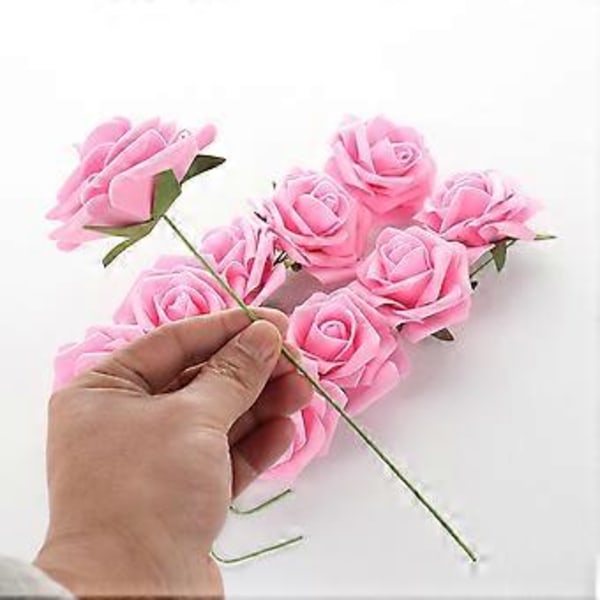 Pink Kunstige Roser Buket til Bryllupper, 10 Pak