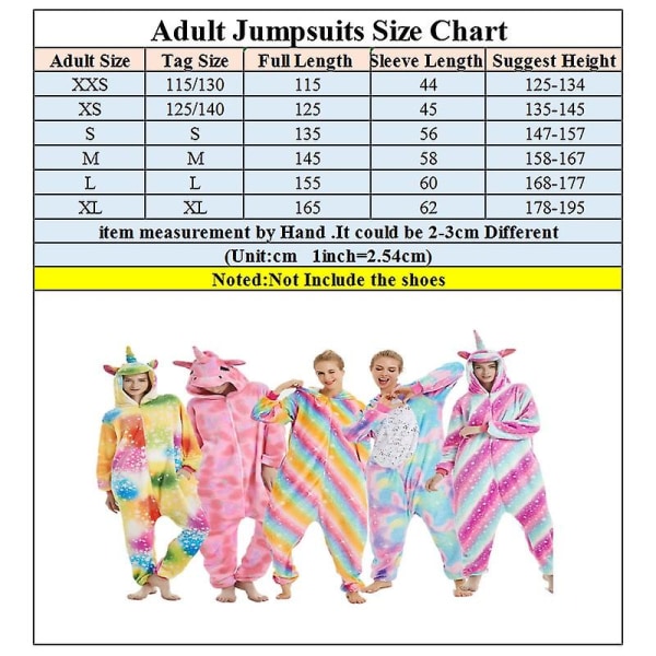 Kigurumi För barn Vuxen Onesie Dam Pyjamas Djur Cosplay Sovkläder Barn Pojke Flicka Jumpsuit Hemkläder（L）