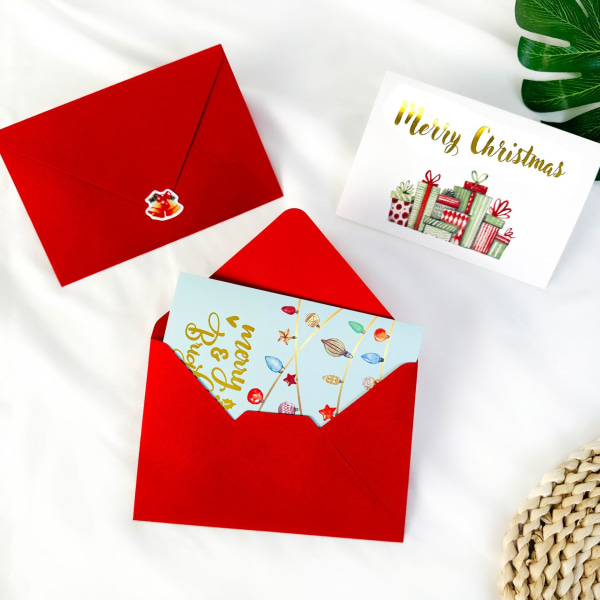 24 delars set julkort med guldstämpling och rött kuvert