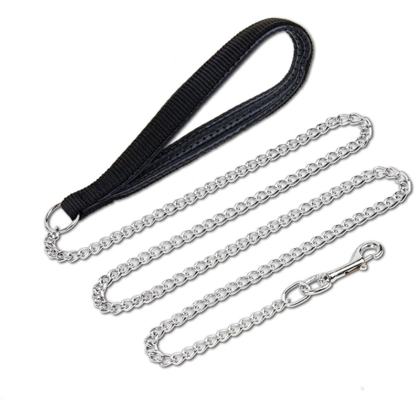 Metallhundkoppel (180 cm) Anti-skavning Solid Hundkedjekoppell PU Lea