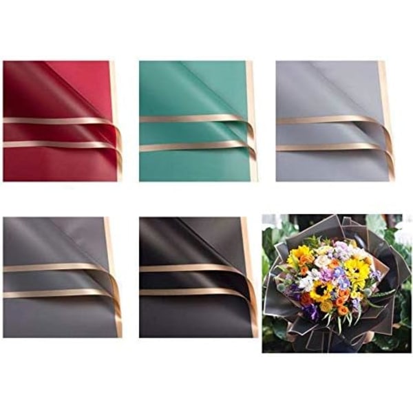 20 stk. / 10 farver guld kant blomsterindpakningspapir, blomsterhandler buq