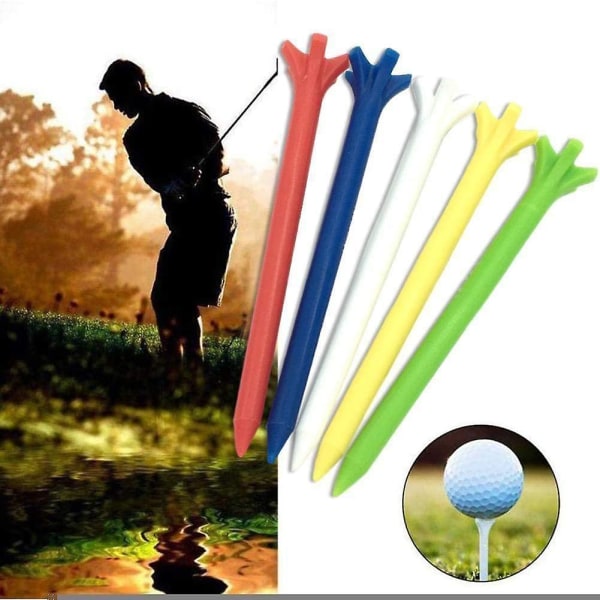 100 st golftee 83 mm femklor spik plasttee slumpmässig professionell 5 färger 83 mm friktion mindre noll 5 spets golf