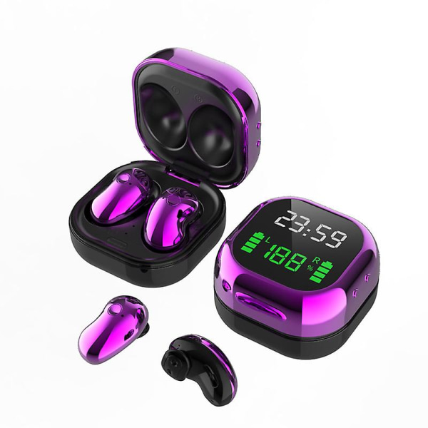 S6plus Tws Trådlös Digital Display Mini In Ear Bluetooth Headset（Lila）