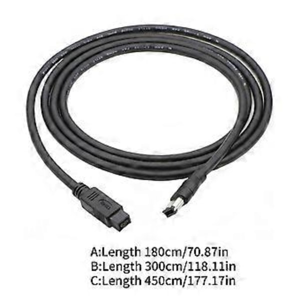 Firewire 800 til 400 IEEE 1394-kabel 6-pinners til 9-pinners adapterkabel for skriver-, skanner- og harddisk-tilkobling 3m
