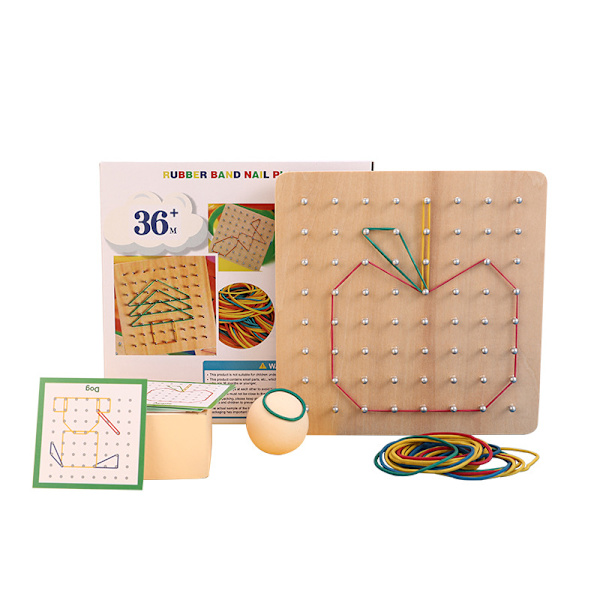 Træ Geoboard Montessori Legetøj, Læringslegetøj til Børn,