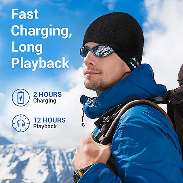Bluetooth musikklue strikket lue Bluetooth lue binaural samtale lytte til sanger（BLÅ）