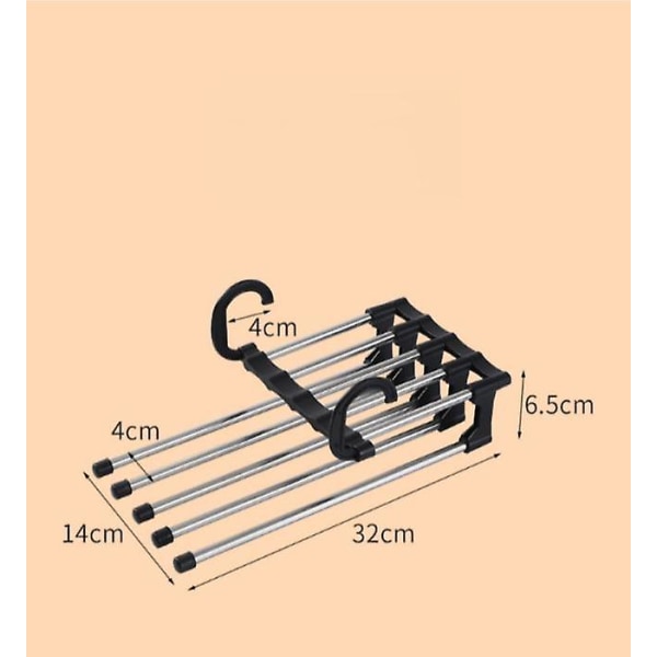 Teleskopisk sammenleggbar multifunksjonell flerlags buksehengere i rustfritt stål Hjemme bukse klipp lagring (hvit)