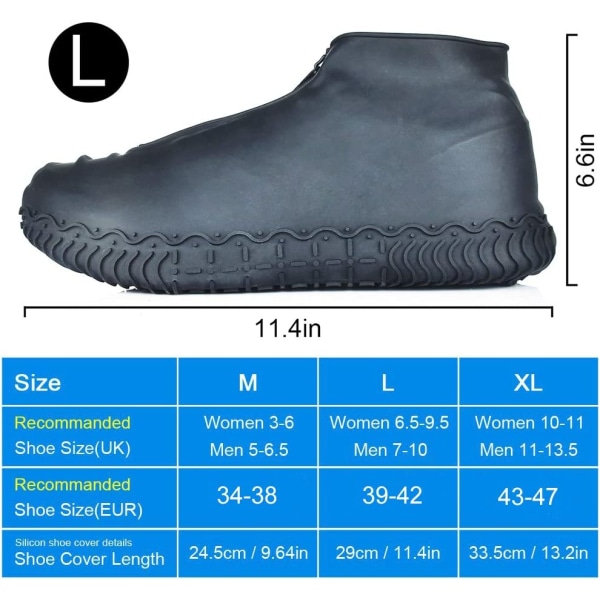 Vattentäta skoöverdrag, återanvändbara skoöverdrag i silikon med halkfri förstärkt sula för regniga och snöiga dagar för män, kvinnor (43-47)