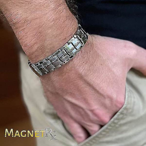 Ultra stærk magnetisk terapiarmbånd - Smertelindring ved gigt og karpaltunnelsyndrom - Magnetiske armbånd til mænd i sort