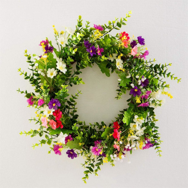 45 cm blomsterkrans för ytterdörr, hem, fönster, vägg, bröllop, festdekoration