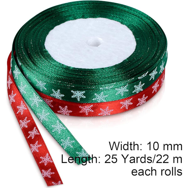 4 st julband i satin med snöflingemotiv för dekoration och gåvor