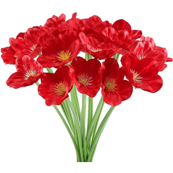 20 stk. Kunstig Valmue Rød Blomsterbuket Falske Valmuer Juledekoration Til Hjem Bryllup Bord Butik