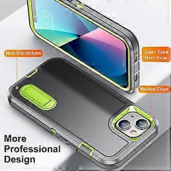 Til Apple iPhone 13 Pro, faldsikker beskyttelsesetui, Pendlerserie, Grå/Grøn
