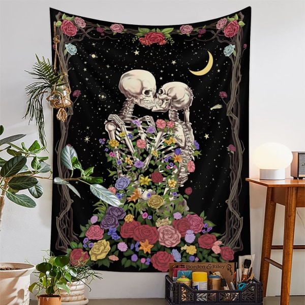 Skull Tapestry Musta Tapestry Ihmisen Skeleton Tapestry Hippie Tape