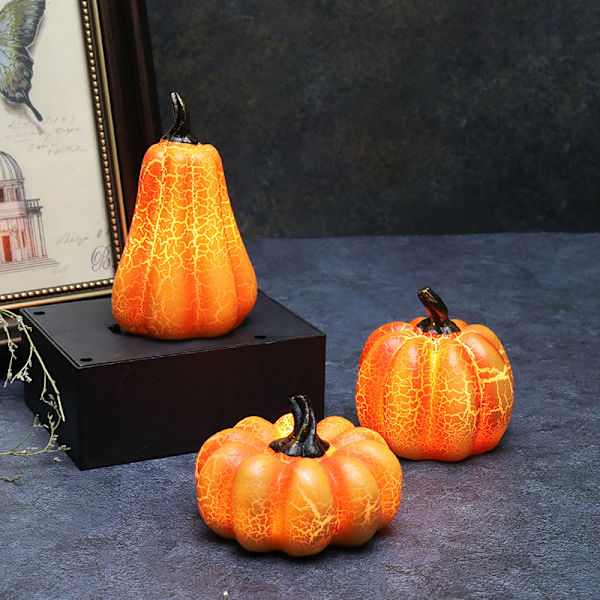 Halloween Resin Pumpa Ljus, LED Halloween Pumpa Lykta, Sma
