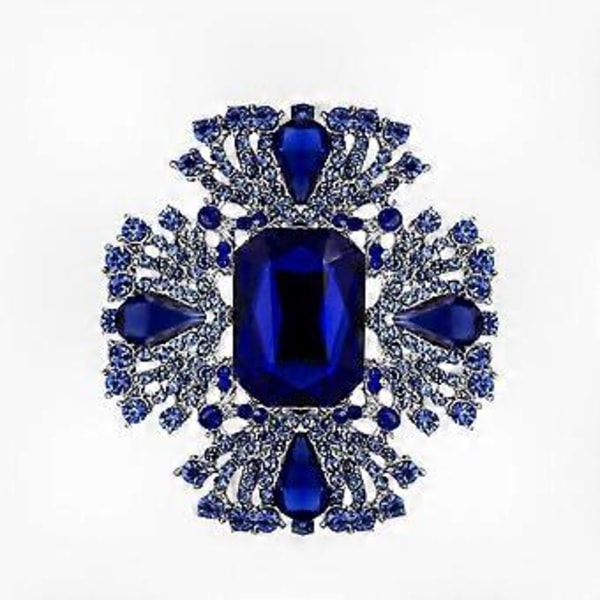 Elegant blå kristall strass broschnål för kvinnor och flickor