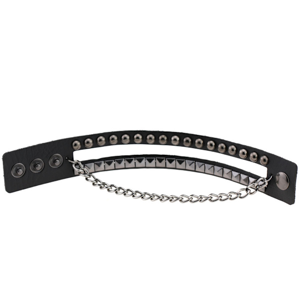Herr Svart Äkta Läder Mode Armband Legering Knappar Manschett