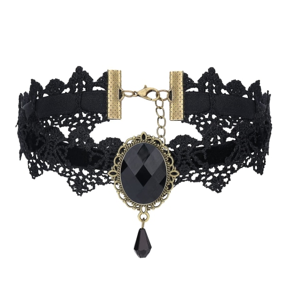 Choker Necklaces For Women, Black Choker Gothic Jewellery, Black Lace Choker Steampunk Accessories For Women Girls