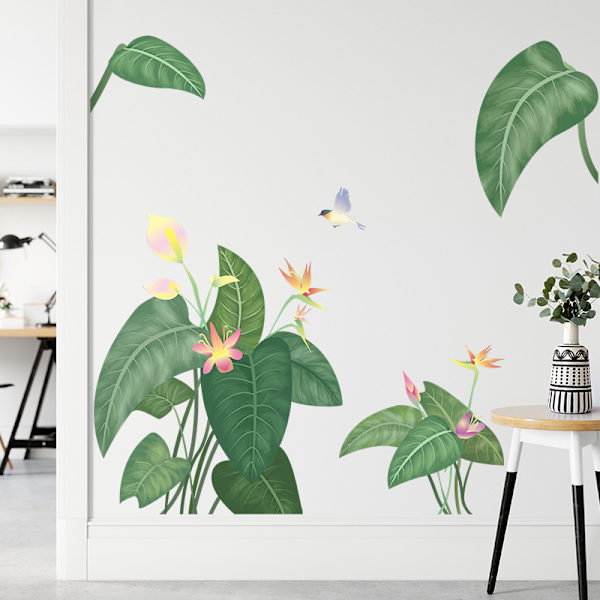 Tropiska bananblad väggdekaler gröna växt väggdekaler